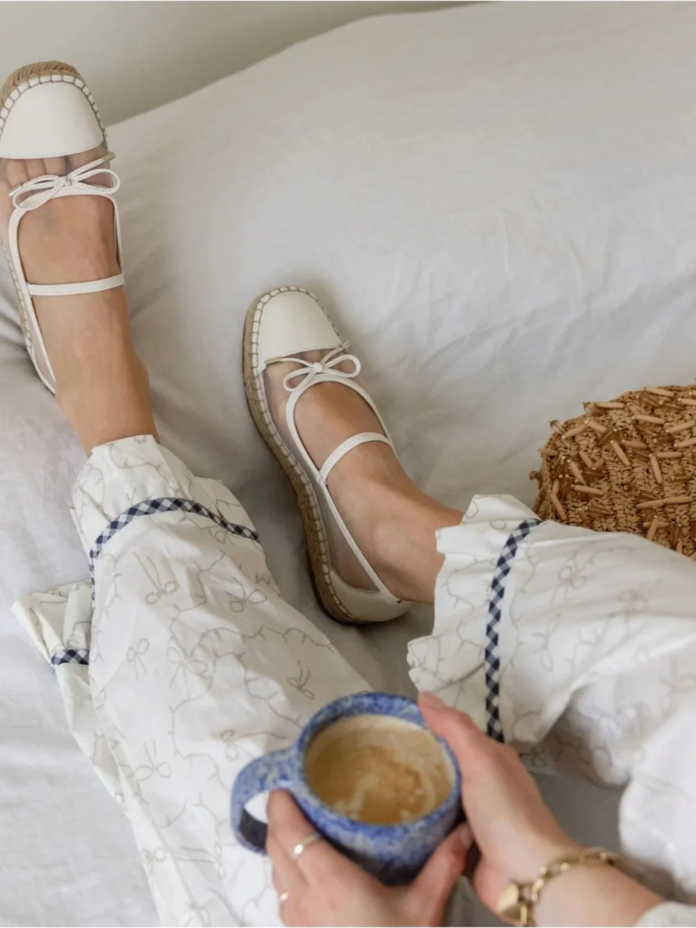 Dolce Vita Cream Mary Jane Espadrille Flats with Bow